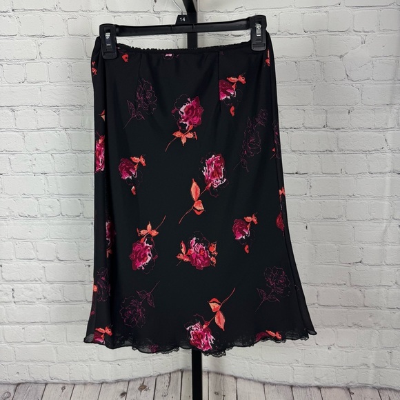 Versailles Black Floral Slip Skirt No Size *Check Measurements* - Picture 1 of 6